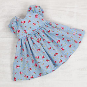 Sleeved Dress - Blue Rosebud Fabric