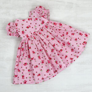 Sleeved Dress - Pink Rosebud Fabric