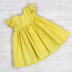 Flutter Frill Dress - Plain Yellow Fabric