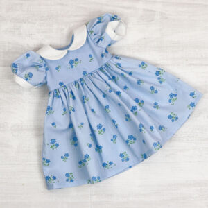 Peter Pan Dress - Blue Rosy Posy Fabric