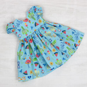 Sleeved Dress - Blue Cactus Fabric
