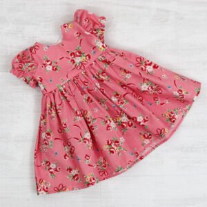 Sleeved Dress - Coral Pink Floral Fabric