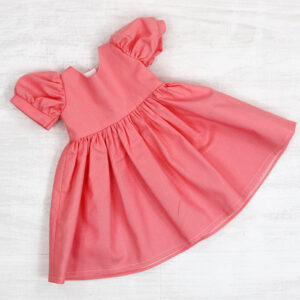Sleeved Dress - Plain Coral Fabric