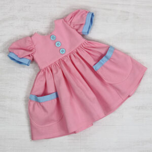 Sleeved Dress - Pink with Blue Fabric
