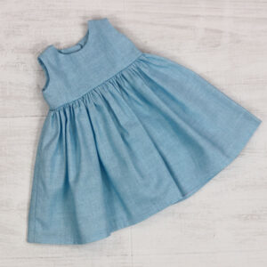Sleeveless Dress - Plain Blue Fabric